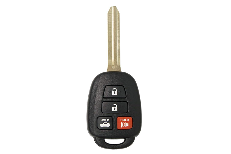 A car key with the keys to it.