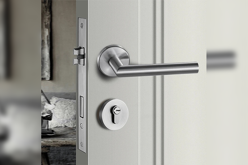 A door handle with the lock on it.