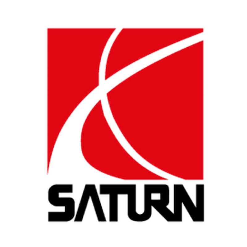 A red square with the word saturn in it.