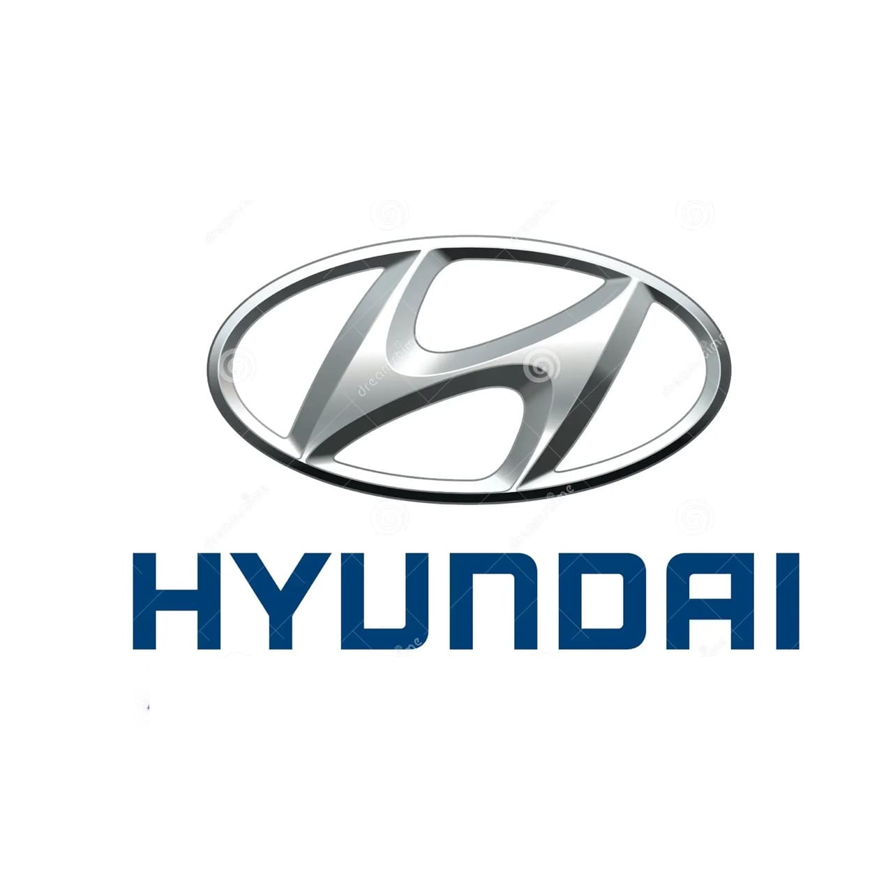 A hyundai logo is shown on the side of a car.