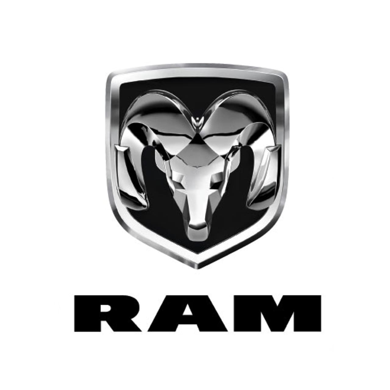 A ram logo is shown on the side of a car.