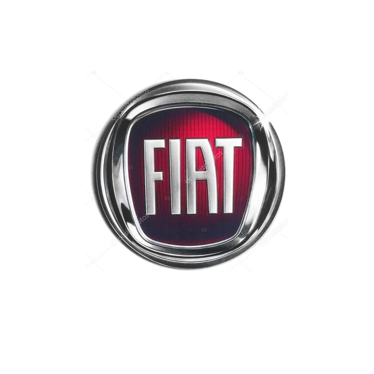 A red and silver fiat logo on top of a white background.