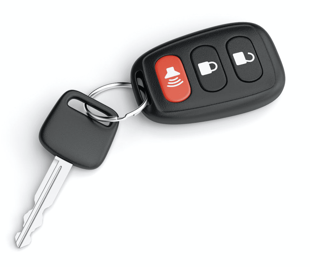 A car key with two keys on it.