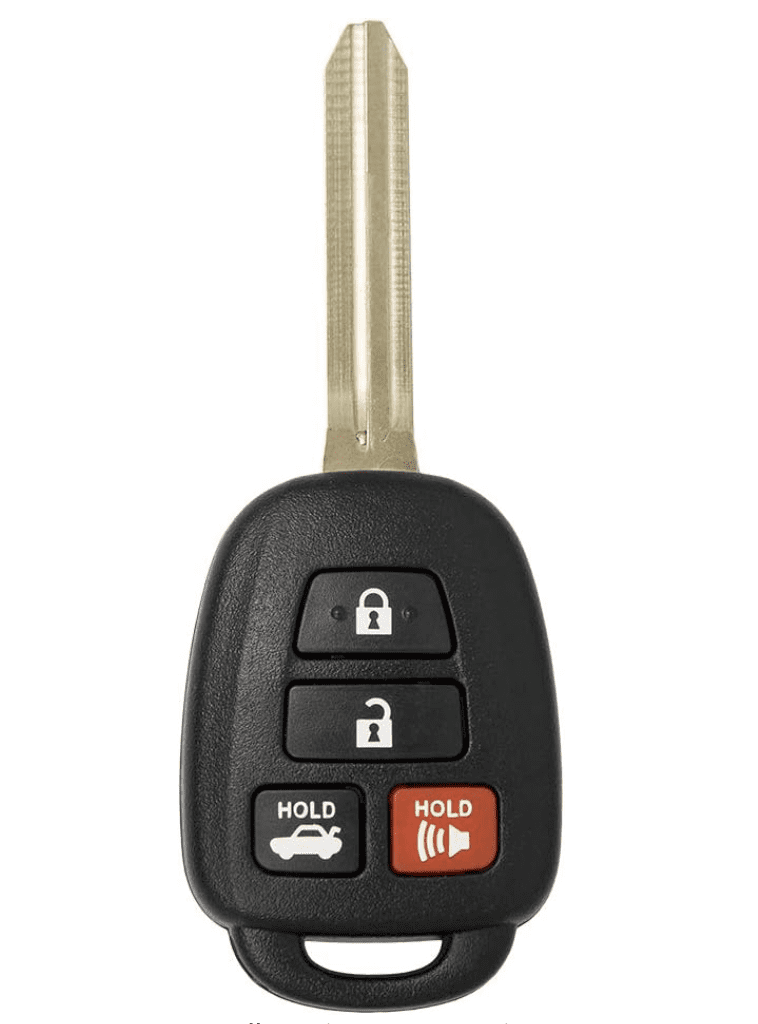 A car key with the keys to it.